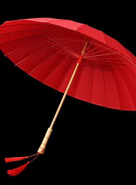 24骨红色出嫁长柄新娘伞婚礼中式结婚用艺术伞陪嫁接亲Y红色伞婚