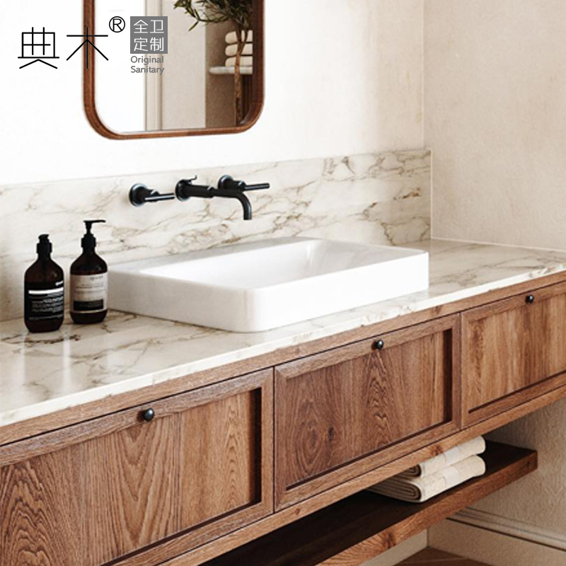 别墅美式复古浴室柜镜柜洗手台盆柜组合卫浴柜洗漱台卫生间洗脸池