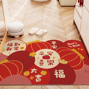 丝圈脚垫防滑红色地毯 新年入户门地垫进门家用门垫入门高级感冬季