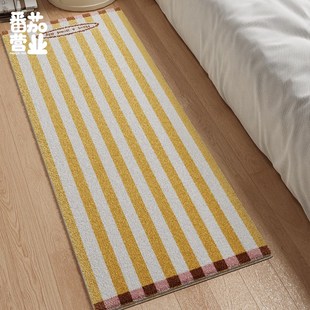 韩系家用卧室房间床边毯简约条纹客厅沙发茶几垫长条地毯毛绒脚垫