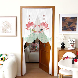 国潮插画风门帘隔断帘卧室客厅厨房隐私遮挡帘小清新挂帘子新中式