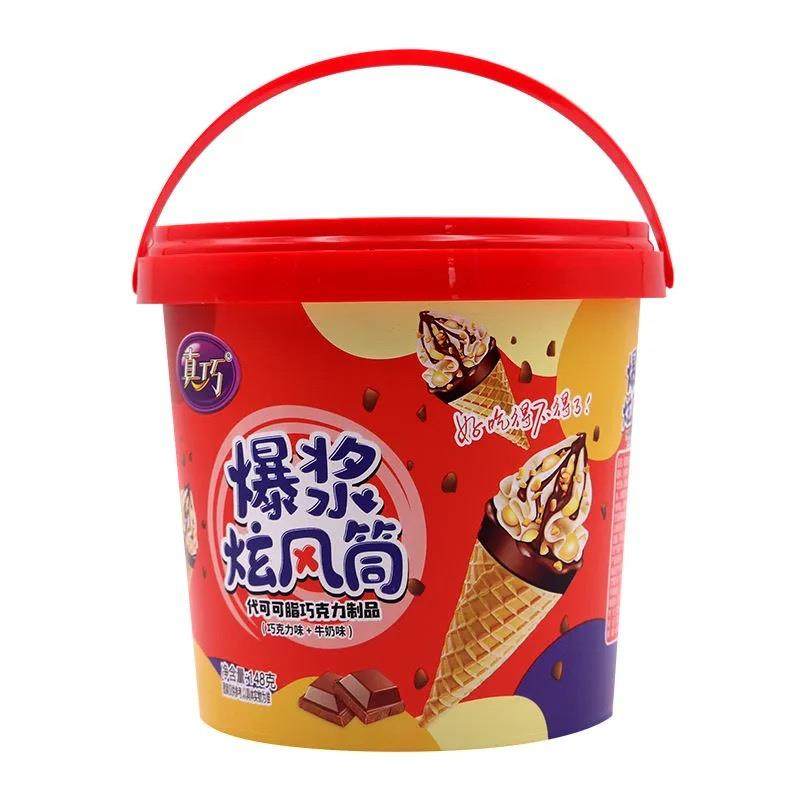 真巧巧克力蛋卷脆筒夹心爆浆脆筒饼干冰淇淋甜筒小孩儿童零食休闲