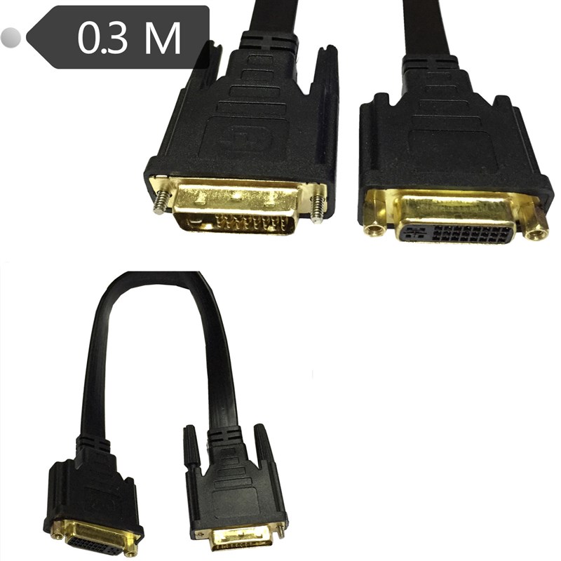 延长线DVI24+1公对母加长电脑显示器dvi线高清线数据连接线30厘米