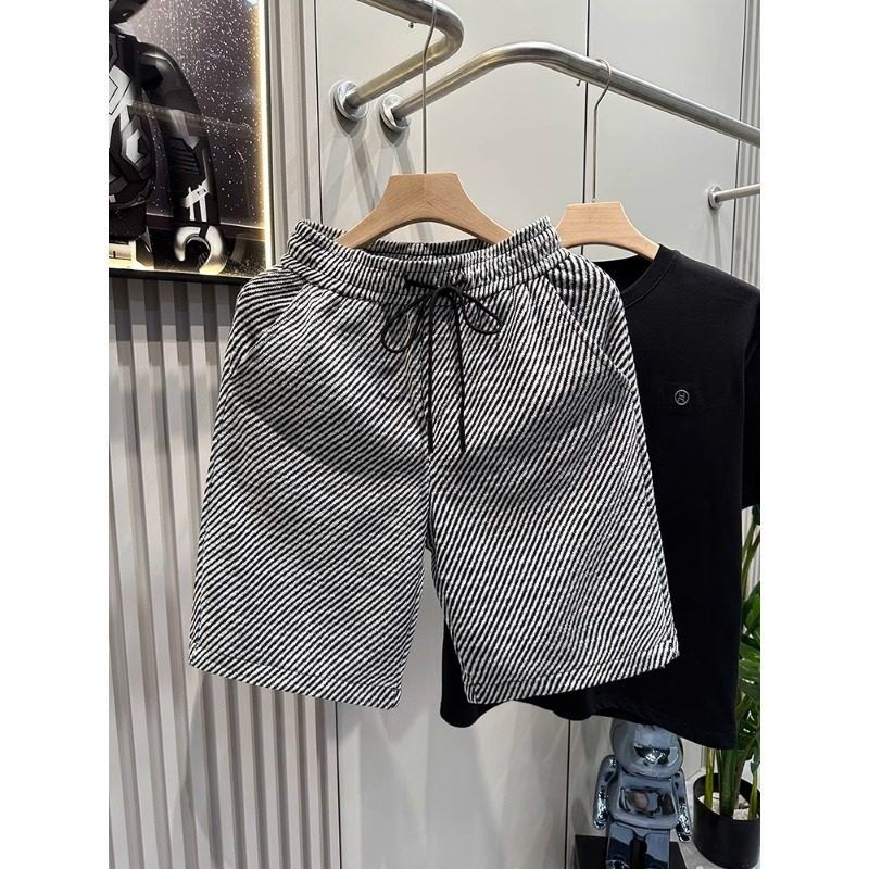 条纹运动短裤男士夏季2025新款潮牌宽松大码宽松直筒休闲五分裤衩,男装,短裤,淘宝优惠券,粉丝福利购,淘宝优惠卷