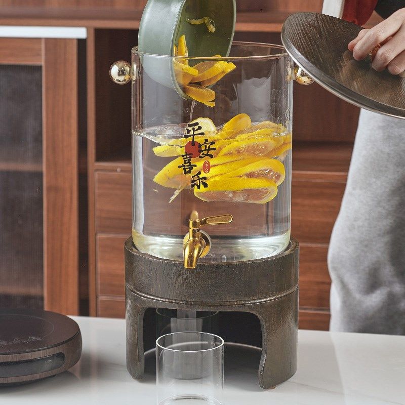 2025新款大容量玻璃水壶带龙头凉水桶茶酒店前台耐高温带杯果汁罐,餐饮具,冷水壶,淘宝优惠券,粉丝福利购,淘宝优惠卷