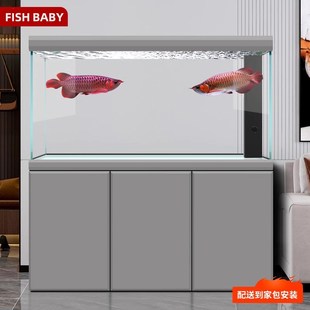 鱼缸立式 落地客厅屏风靠墙高端隔断大型超白玻璃自循环一体水族箱