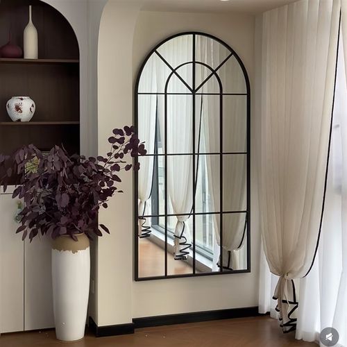 法式客厅玄关拱形镜子全身镜壁挂镜穿衣镜家用落地镜装饰镜试衣镜