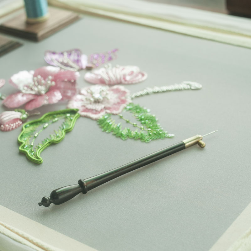 法式刺绣钩针luneville刺绣针lesage正反面法绣针钉珠亮片 送教程