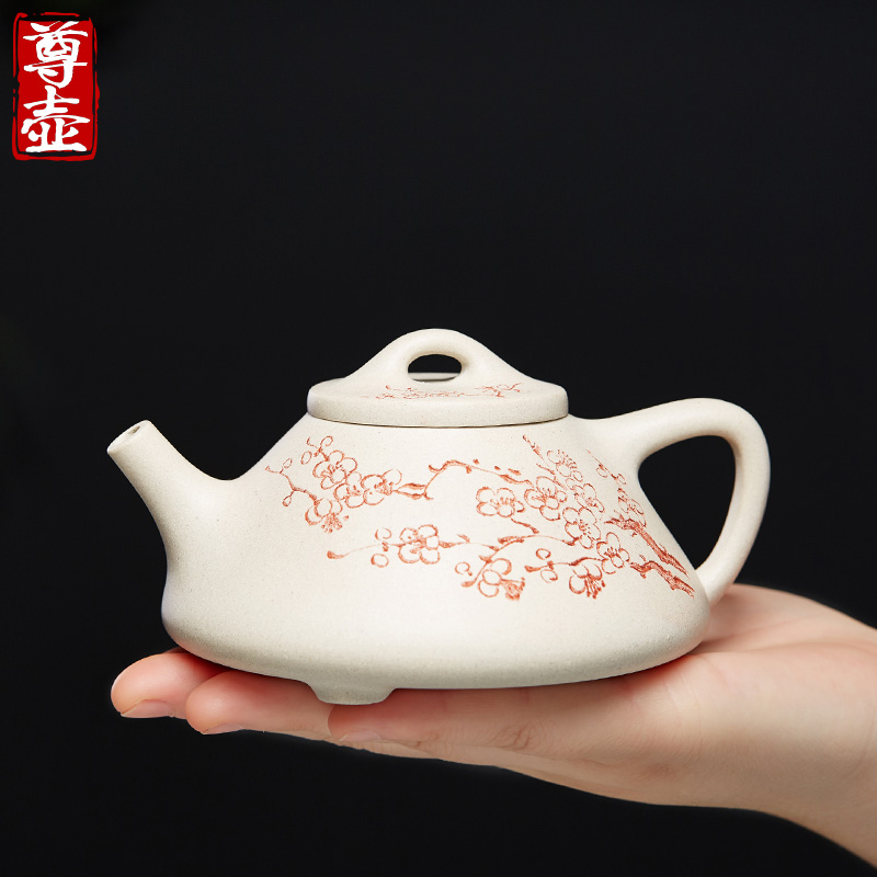 宜兴紫砂壶纯全手工子冶石瓢原矿羊脂白段泥景舟石瓢泡茶单壶茶具