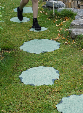 田园仿石草坪庭院入户花园荷叶脚踏石别墅浴室装饰防滑踏脚石摆件
