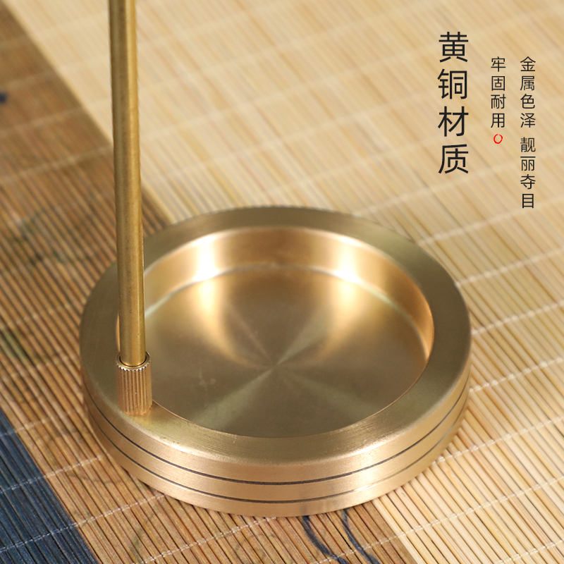 曹一阁多功能黄铜笔架毛笔挂纯铜镇纸笔搁砚台兜水储墨文房四宝现
