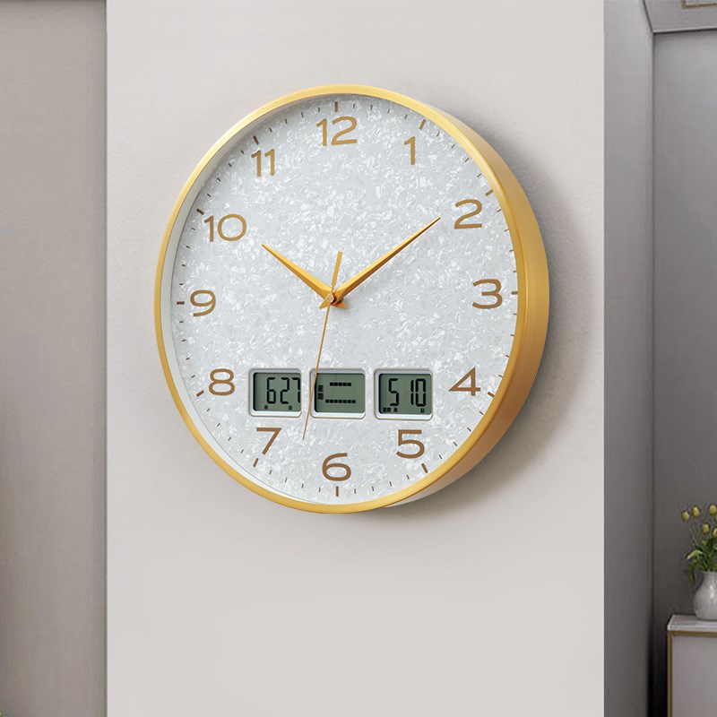 现代简约万年历挂钟家用客厅创意表挂墙时尚静音装饰壁钟石英钟表