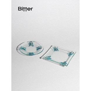 Bitter手工蝴蝶调料碟家用酱油蘸料碟复古玻璃首饰托盘小号碟子