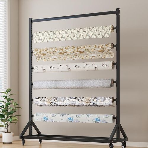 纺织面料布料展示移动样布架家纺桌布塑料薄膜展架展会挂布卷货架