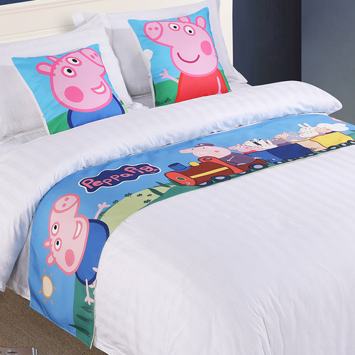 碧谊卡通宾馆酒店床上用品布草高档床尾巾床旗床尾垫床盖床尾条