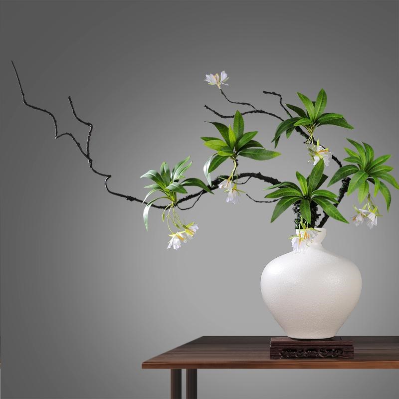 中式侘寂风陶瓷花瓶客厅玄关酒店餐桌装饰仿真花绿植摆件枯藤假花