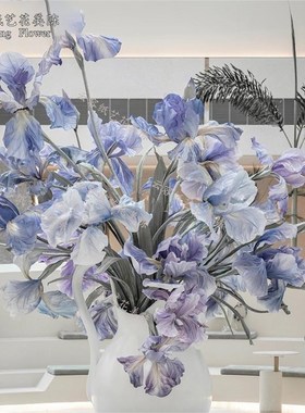 真丝鸢尾纸艺花美陈商场dp点售楼部酒店装饰布置定制纸花紫色