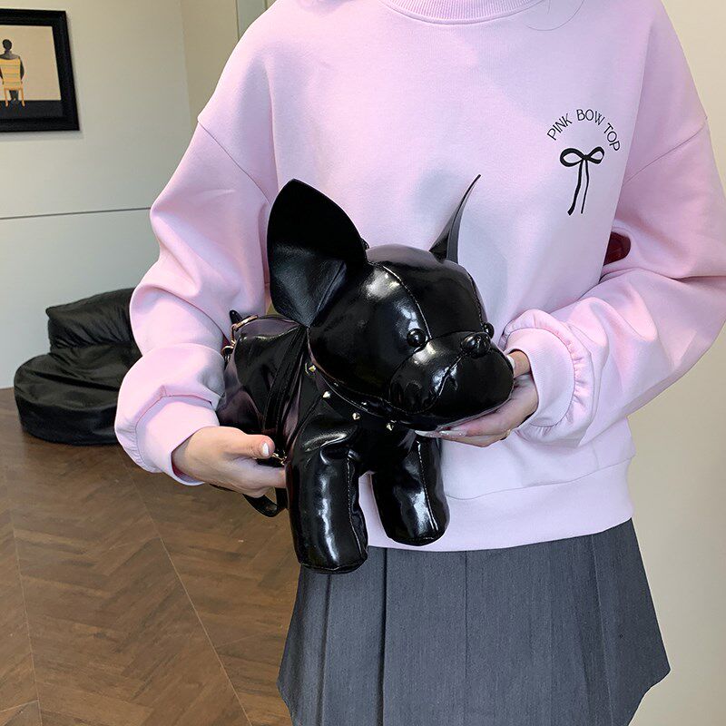 高级感卡通可爱斗牛犬玩偶包包女2024新款超火个性时尚斜跨动物包