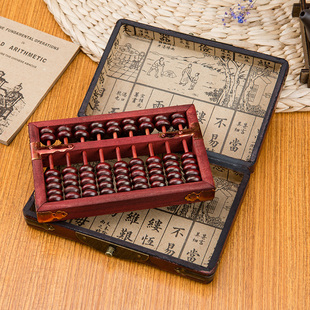 复古迷你算盘木质小号儿童学生工艺装饰品招财摆件老外商务送礼物