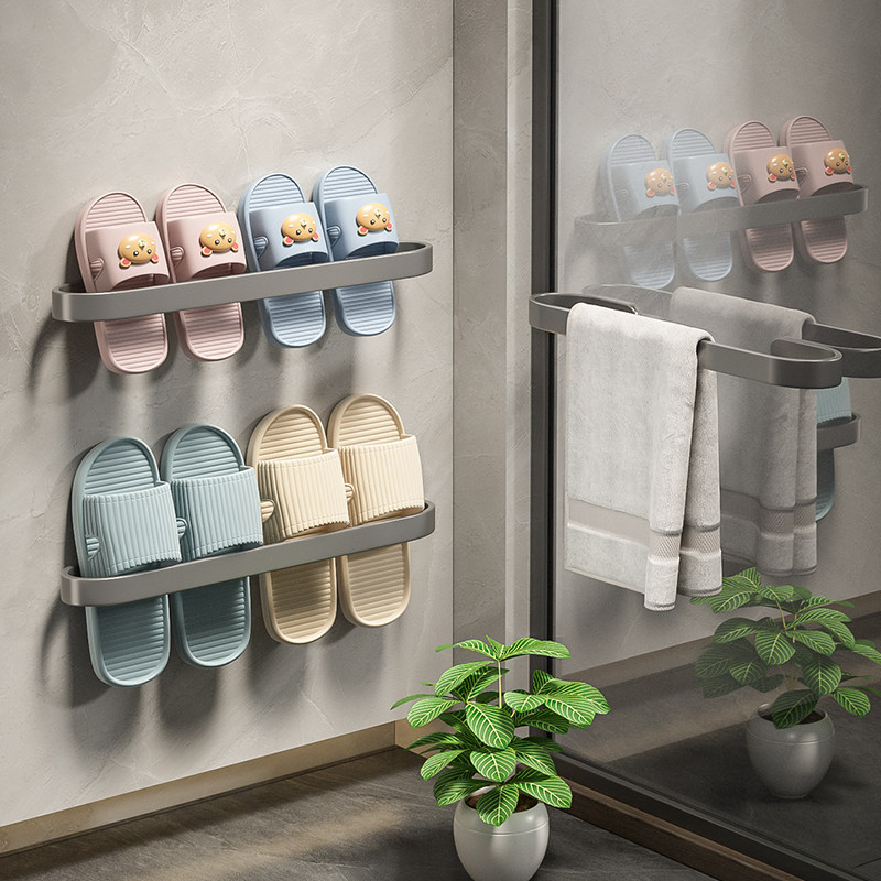 浴室拖鞋架壁挂挂式墙壁厕所鞋子收纳神器卫生间免打孔鞋架置物架