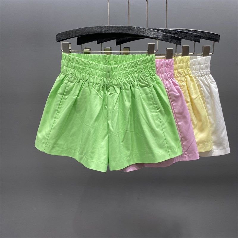 高腰休闲糖果色运动短裤女韩版2025年夏季新款显瘦宽松阔腿热裤