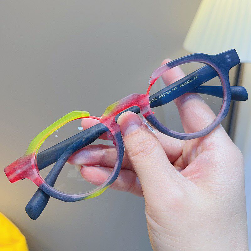 简丹新品手工板材眼镜框架男女复古时尚拼色大Q框防蓝光近视变色