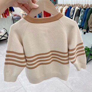 儿童纯棉毛线衣开衫毛衣薄款春秋宝宝针织衫男孩衣服圆领外套女童