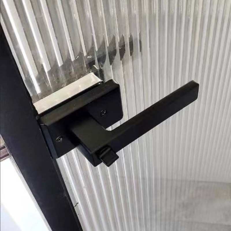 钥匙厨房黑色边框单舌平开门锁钛铝镁合金1618玻璃门锁卫生间极窄