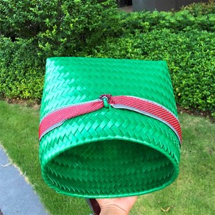 新款塑钢带编织采茶叶篓大号小背篼儿童斜挎杨梅筐蘑菇篮农用鱼娄