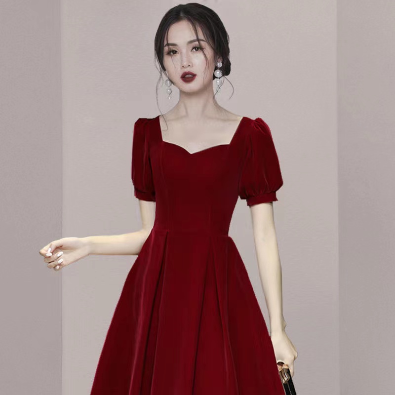2021新款晚礼服新娘敬酒服伴娘女宴会气质红裙子结婚平时可穿