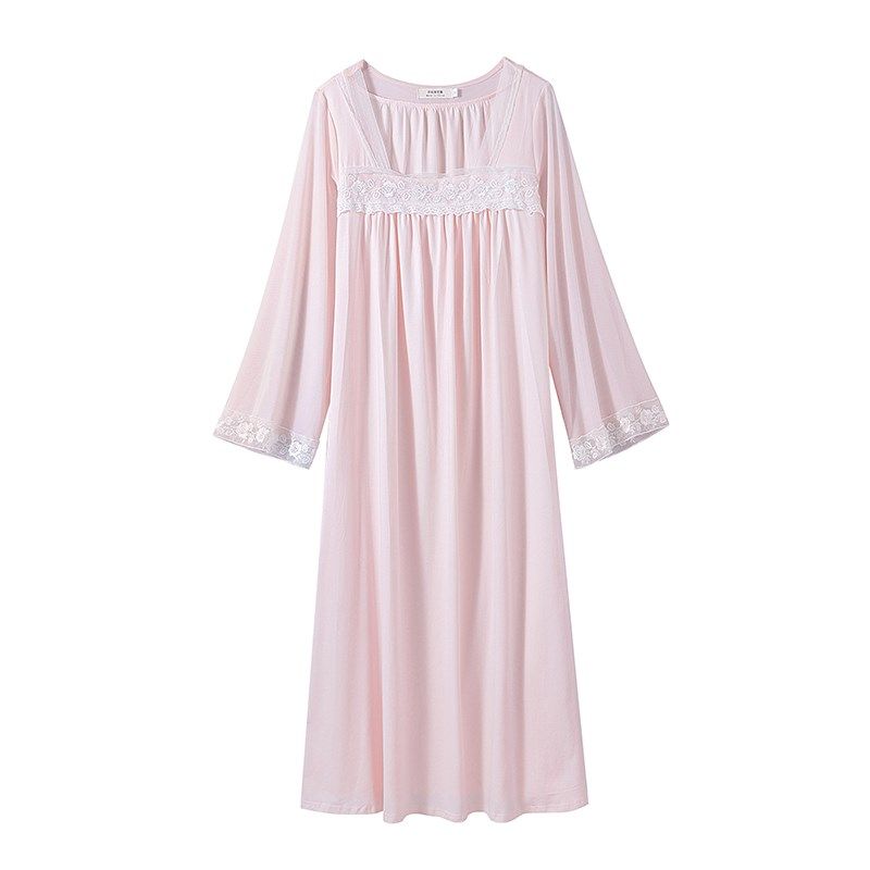 夏季女款古装宫廷睡裙女纯棉汉服性感睡袍复古长袖古风国风睡衣春