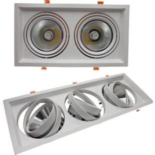 双头射灯led斗胆灯筒灯嵌入式格栅灯方通吊顶三色变光家具陶瓷灯