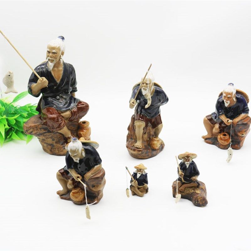 鱼缸陶瓷渔翁摆件 造景陶瓷钓鱼翁 钓鱼老人 钓鱼老头姜太公钓鱼,宠物/宠物食品及用品,造景/装饰,淘宝优惠券,粉丝福利购,淘宝优惠卷