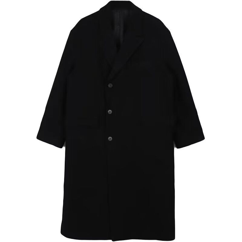 毛呢大衣男冬季单排扣中长款风衣一套搭配男士秋冬款男装呢子外套