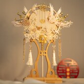 团扇新娘结婚喜扇成品新婚中式 婚礼出嫁香槟色秀禾扇纯手工材料包