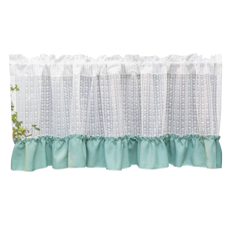 白色美式小清新蕾丝田园风门帘成品隔断帘咖啡帘半帘厨房帘短帘