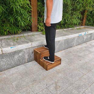 实木碳化双层楼梯踏步门口户外增高两层台阶踏板室内多层踩脚凳