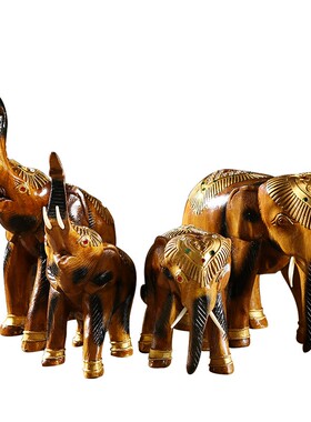 泰国工艺品木制桌面摆件家居柜台动物装饰品开业玄关酒柜大象招财