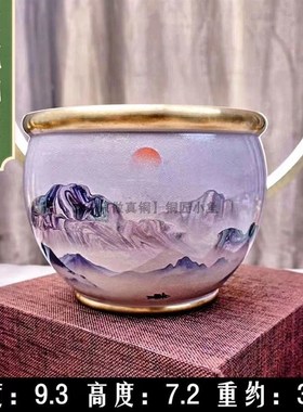 黄铜米缸聚财彩绘彩缸彩色聚宝盆纯铜缸招财进宝客厅摆件家居饰品