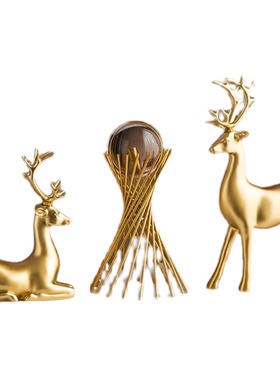 创意鹿摆件一对新中式家居客厅玄关装饰品招财梅花鹿乔迁新居礼品