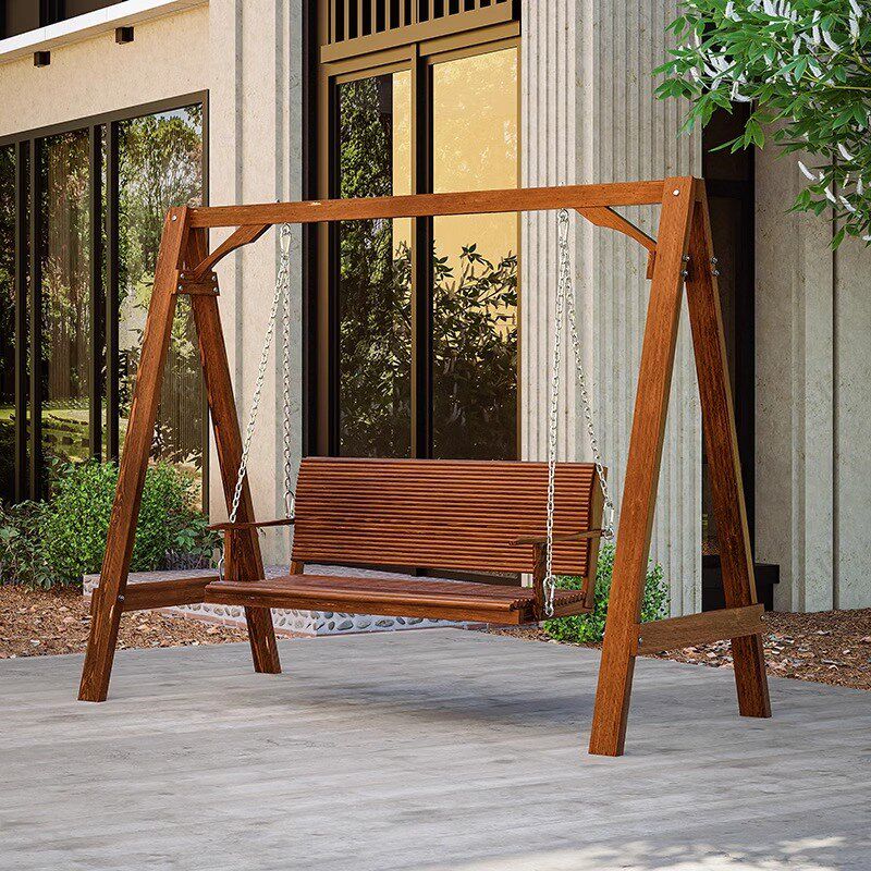 家用儿童小孩木头户外地面荡吊床秋千架成人摇篮室内外吊篮椅大人