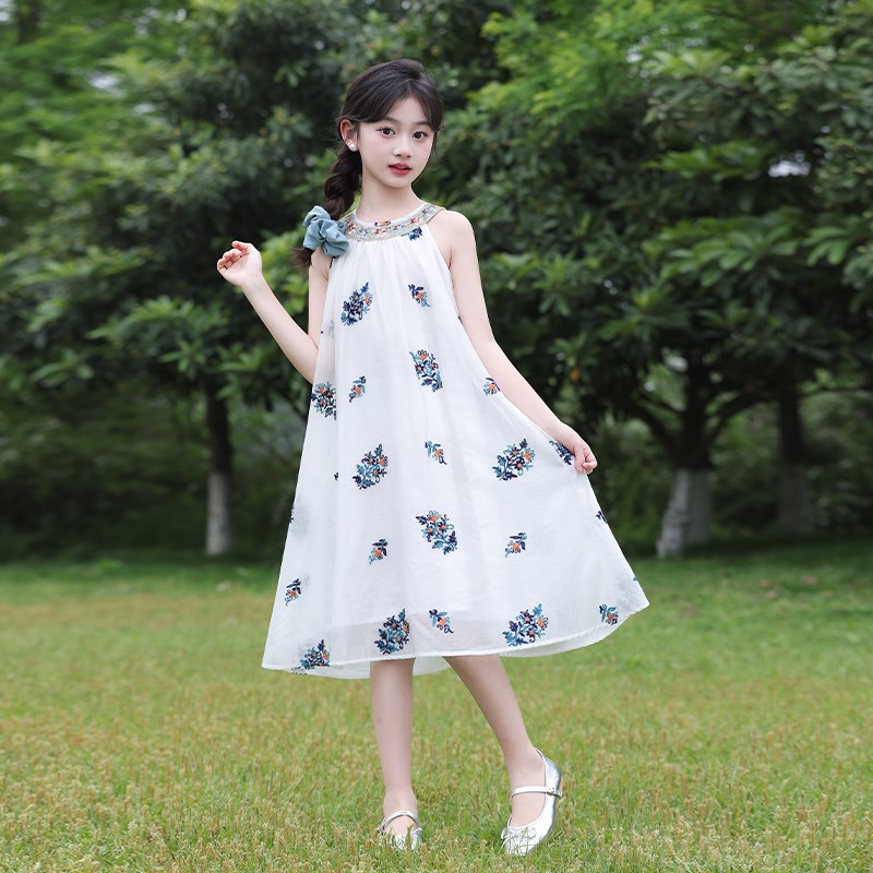 女童吊带裙夏季2024新款度假裙儿童棉布背心裙小女孩夏装公主裙子