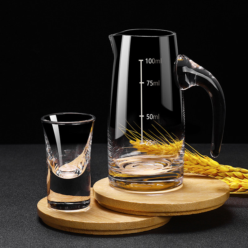 金箔白酒杯分酒器套装家用小号酒杯一口杯酒盅中式酒具带刻度杯架