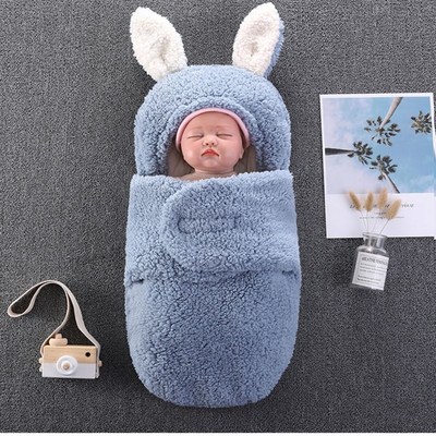 婴儿抱被秋冬季加厚羊羔绒包被睡袋二合一新初生宝宝防惊跳新生儿