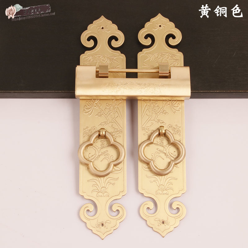 中式复古门把手仿古风格大门纯铜拉手四合院门锁古典实木门铜锁扣