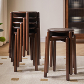 实木凳子家用圆凳结实可叠放餐厅备用中式 餐桌小板凳木头餐椅椅子