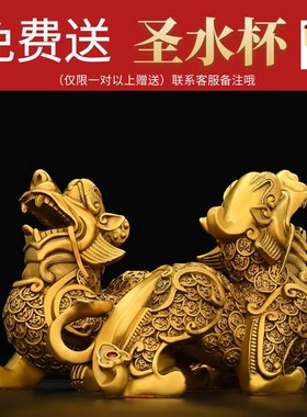 纯铜金钱貔貅招财摆件一对新店开业皮丘前台装饰品家居客厅工艺品