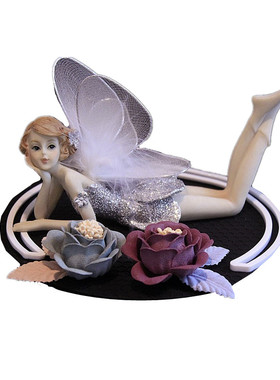 欧式新款车内迷你中控台可爱摆件吊脚娃娃天使花仙子女神车内摆件