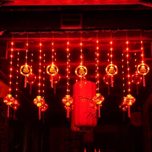 2023彩灯福字led灯春节灯笼装饰灯过年串灯新年阳台挂灯家用闪灯