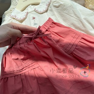 【森系甜美风】女童春夏款裙子 亲肤柔软梭织棉捏折中长款 半身裙